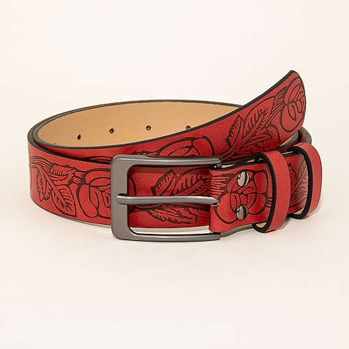 

Women's Belt PU Rose Red Waist Belt Street Valentine's Day Floral / Spring / Summer / Fall / Winter / Alloy