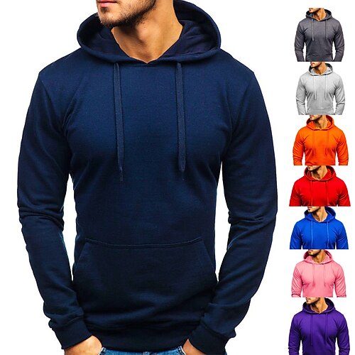 

Homme Sweat à capuche Bleu Violet Rose Claire Orange Gris Foncé Capuche Couleur unie Casual du quotidien Vacances Vêtement de sport Casual Grand et grand Printemps Automne Vêtement Tenue Pulls