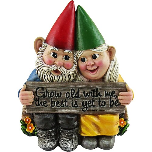 

Lovely Garden Gnome Statue Resin Hand-Painted Crafts Growing Old together Collectible Figurine Dwarf Resin Craft Pastoral Landscape Ornaments for Garden Yard Lawn Outdoor Decor