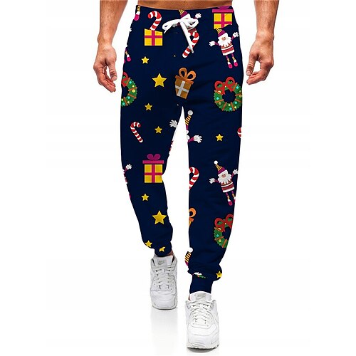 

Men's Christmas Pants Sweatpants Joggers Pants Trousers Trousers Drawstring Elastic Waist Graphic Christmas Outdoor Sports Full Length Christmas Gifts Casual Daily Designer Casual / Sporty Black