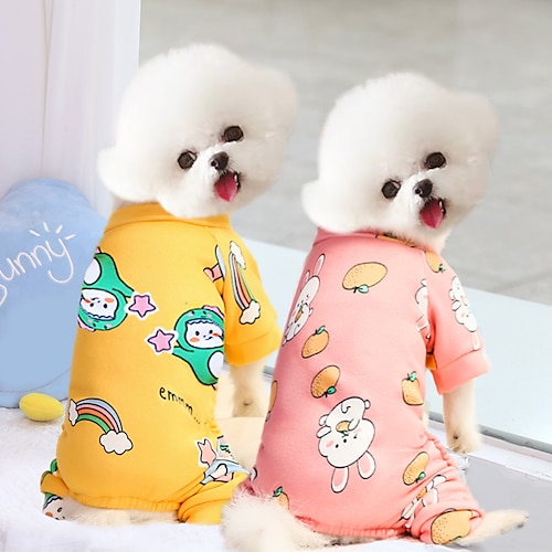 

Dog Cat Pajamas Patterned Animal Adorable Cute Dailywear Casual / Daily Winter Dog Clothes Puppy Clothes Dog Outfits Soft Yellow Pink Costume for Girl and Boy Dog Polyester XS S M L XL XXL