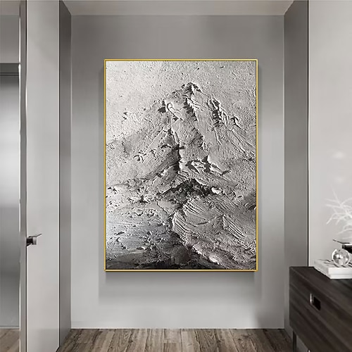 

Oil Painting Handmade Hand Painted Wall Art Abstract Textured Gray Mountains Home Decoration Decor Stretched Frame Ready to Hang