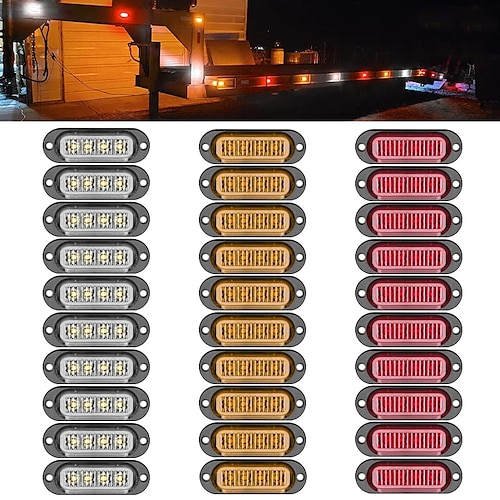 

10pcs OTOLAMPARA Car LED Tail Lights Light Bulbs 400 lm SMD 3030 4 W 4 For Universal Oval Clearance Side Marker Tail Lamp