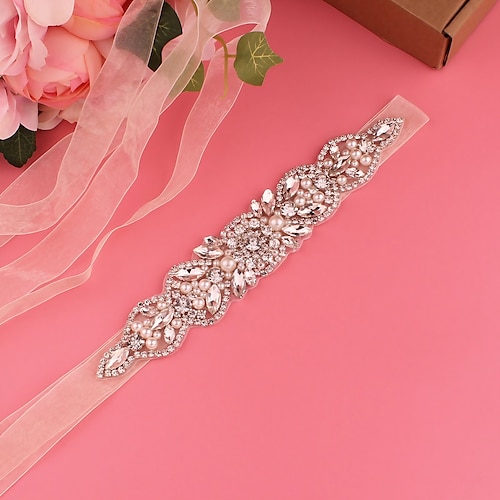 

Satin / Tulle Wedding / Party / Evening Sash With Imitation Pearl / Belt / Appliques Women's Sashes