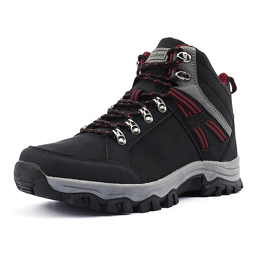 

Men's Oxfords Comfort Shoes Hiking Boots Sporty Casual Outdoor Daily Hiking Shoes PU Mid-Calf Boots Black / Red Yellow Gray Color Block Winter Fall