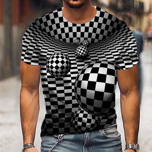 

Homme T shirt Tee Plaid Football 3D Col Rond Vert Bleu Rouge Noir 3D effet Extérieur Plein Air Manches Courtes Imprimer Vêtement Tenue Sportif Mode Vêtement de sport Casual / Eté