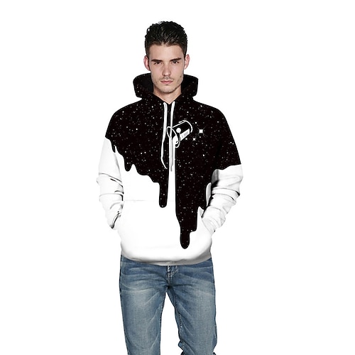 

Hombre Sudadera Con Capucha Arco Iris Blanco Negro Con Capucha Galaxia 3D Estampado Casual Diario Festivos Impresión 3D Ropa deportiva Casual Grande y alto Otoño invierno Ropa Sudaderas con capucha