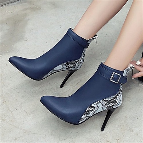 

Women's Boots Daily Animal Print Heel Boots Booties Ankle Boots Stiletto Heel Pointed Toe PU Zipper Color Block Black Yellow Red