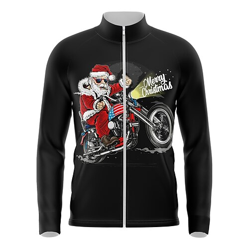 

Men's Cycling Jersey Long Sleeve Bike Top with 3 Rear Pockets Ugly Christmas Funny Christmas Mountain Bike MTB Road Bike Cycling Breathable Quick Dry Moisture Wicking Reflective Strips Black