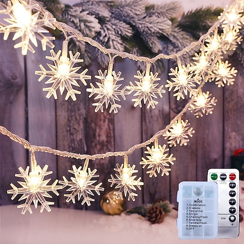 

Christmas Snowflake Remote Control LED Fairy String Lights 3M 20LEDs Battery Garland Light Christmas Party Garden Holiday Outdoor Decoration Lamp