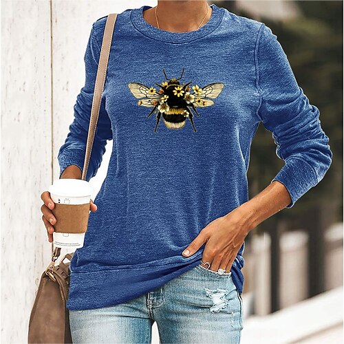 

bees print o-neck casual t-shirt