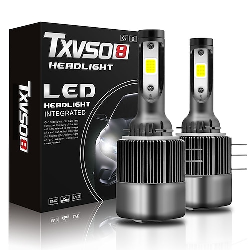 

TXVSO8 Mini H15 Car Headlight Bulb LED 6000K White Running Lights 12V High Quality Diode lamps 11000LM 55W/bulb with COB Chips 2pcs