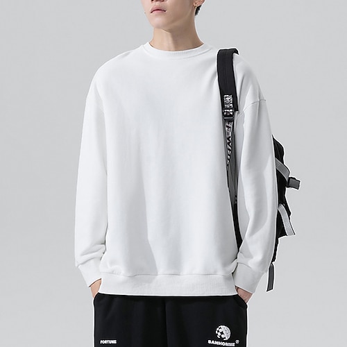 

Homme Sweat shirt Vert Bleu Violet Rose Claire Gris clair Col Ras du Cou Couleur unie Casual Coton Vêtement de sport Casual Hiver Automne Vêtement Tenue Pulls Capuche Pulls molletonnés manche longue