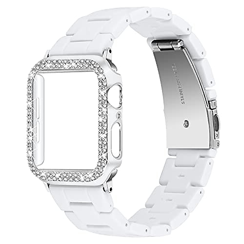 

lenke armbånd smartklokkerem med koffert for apple iwatch 38mm 40mm 42mm 44mm series se 6 5 4 3 2 1 harpiks smartklokkerem dame metallspenne rustfritt stålspenne