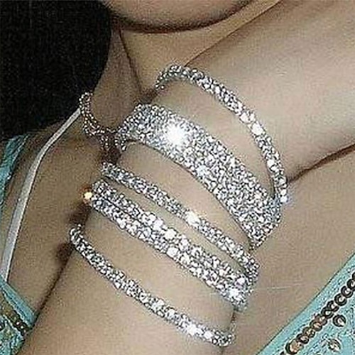 kristalli joustava rannekoru naisille ainutlaatuinen muotoilu muoti korut hopea hääjuhliin rento päivittäinen naamiainen kihlajuhla hopeoitu jäljitelmä timantti erilaisia yhteissijoitusjärjestelmiä