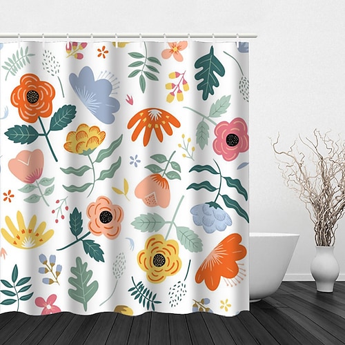 

Plant Painting Series Design Drawing Bathroom Waterproof Shower Curtain with Hook Bathroom Home Decoration