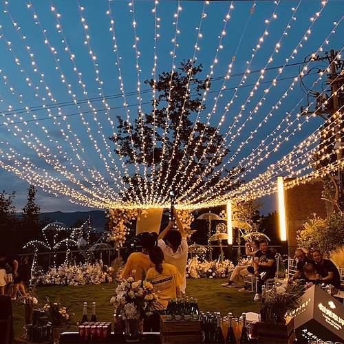  50m 100m girlanda choinka bajkowe światła 400 800 led string light ip65 wodoodporny łańcuch zewnętrzny ogród yard girlanda wesele wakacje krajobraz dekoracja oświetlenie niebieski kolorowy dc31v ue us