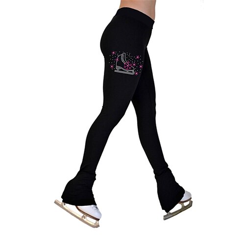 

Figure Skating Pants Women's Girls' Ice Skating Tights Leggings Outfits Black Fleece Spandex High Elasticity Training Practice Competition Skating Wear Thermal Warm Handmade Crystal / Rhinestone Ice