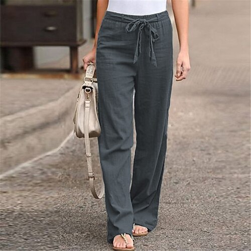

Women's Culottes Wide Leg Pants Trousers Trousers Cotton Blend Green Khaki Royal Blue High Waist Stylish Chino Casual Daily Micro-elastic Full Length Comfort Solid Color S M L XL XXL / Loose Fit