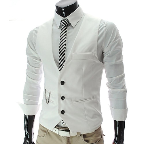 

Men's Vest Suit Vest Gilet Formal Wedding Work V Neck Fashion 1920s Casual Daily Jacket Outerwear Solid Colored Wine Black White