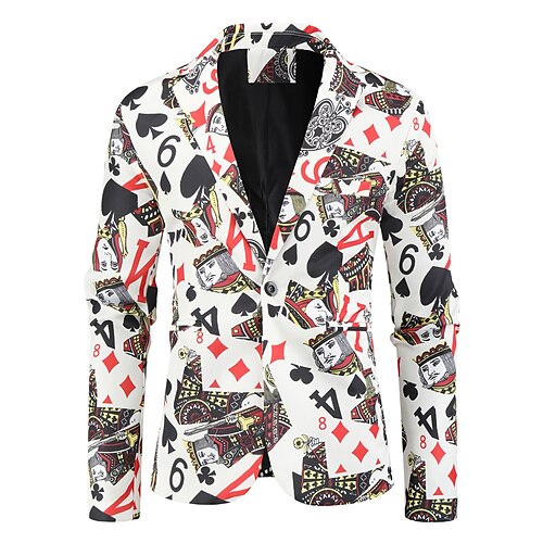 

Men's Prom Blazer Regular Standard Fit Pattern Single Breasted One-button White 2022