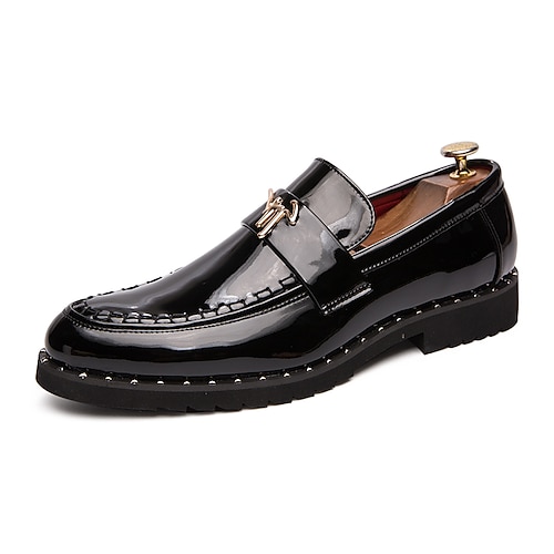 

Herren Slipper Slipper Neuheit Loafer Casual Britisch Täglich Büro Karriere PU Schwarzes Gold Schwarz Herbst Frühling