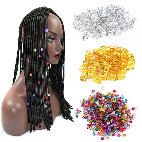 

20Pcs/bag Mix Silver Golden Plated Hair Braid Dread Dreadlock Beads Adjustable Cuff Clip 8mm Clip Metal Tube Lock