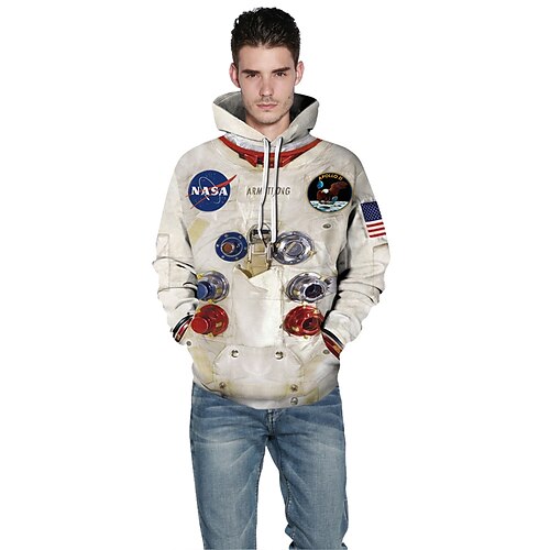 

Men's Pullover Hoodie Sweatshirt Blue Gray White Hooded Graphic Galaxy Print Casual Daily Holiday 3D Print Sportswear Casual Big and Tall Spring Fall Clothing Apparel Hoodies Sweatshirts Long