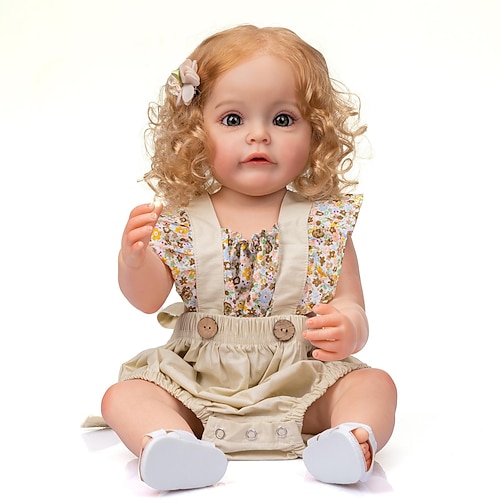 

22 inch Reborn Toddler Doll Baby Girl Newborn lifelike Lovely Full Body Silicone with Clothes and Accessories for Girls' Birthday and Festival Gifts / Festive