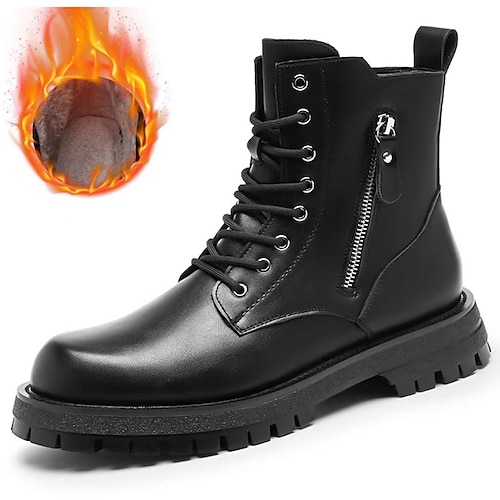 

Men's Unisex Boots Snow Boots Combat Boots Winter Boots Fleece lined Sporty Casual Classic Outdoor Daily Leather Cowhide Booties / Ankle Boots Black Grey Black Winter Fall