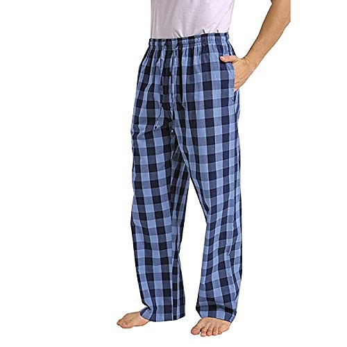 

Herre Loungewear Nattøj Pyjamasbukser Lounge Bukser Gitter / Plaid Mode Hjem Daglig Lomme Elastisk Talje Grå-sort Blå