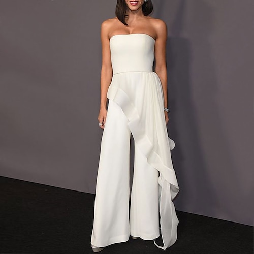 

Jumpsuits Celebrity Style Elegant Engagement Formal Evening Dress Strapless Sleeveless Floor Length Stretch Fabric with Draping 2022