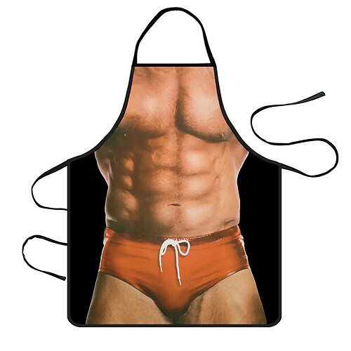 

Dinning Apron Funny Kuso Muscle Pattern Kitchen Apron Couple Gift Anti-fouling Cartoon Apron