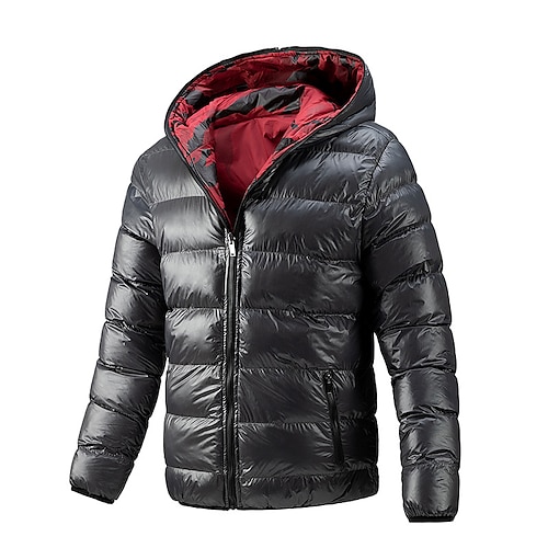 

Men's Puffer Jacket Quilted Jacket Parka Outdoor Casual Date Casual Daily Office & Career Solid / Plain Color Outerwear Clothing Apparel Black White