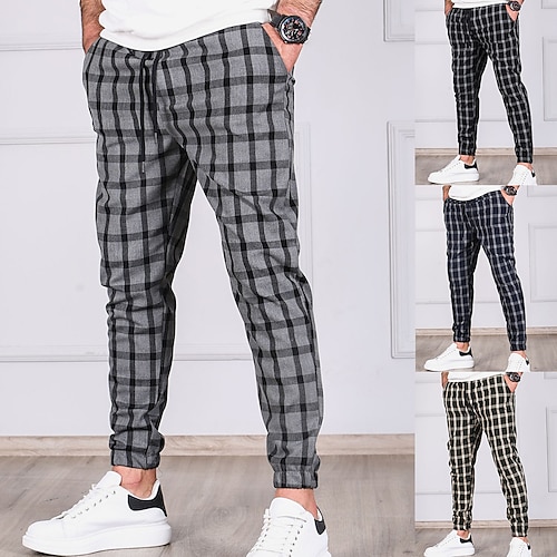 

Men's Sweatpants Joggers Drawstring Plaid Sport Athleisure Bottoms Breathable Quick Dry Moisture Wicking Soft Fitness Gym Workout Running Jogging Exercise Athletic Activewear / Winter / Micro-elastic