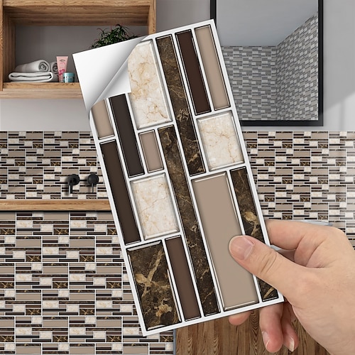 

Tile Stickers Amber Marble Mosaic Self-adhesive Kitchen Wall Stickers Imitation 3d Tile Stickers