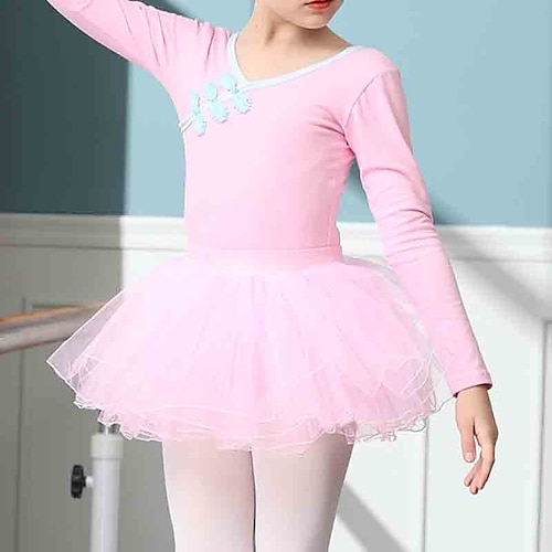 

Kids' Dancewear Ballet Skirts Splicing Tulle Girls' Training Performance Long Sleeve Tulle Cotton