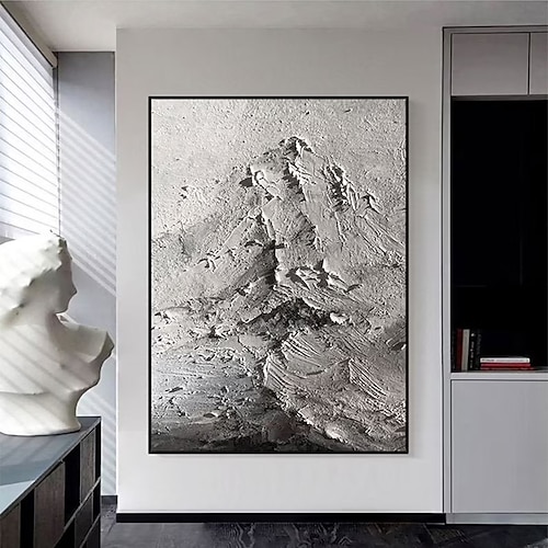 

Handmade Oil Painting Canvas Wall Art Decoration Abstract Texture Painting Grey Mountains for Home Decor Rolled Frameless Unstretched Painting