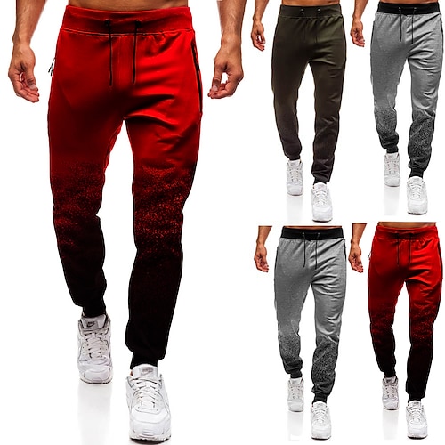 

Men's Sweatpants Chinos Pants Trousers Trousers Drawstring Elastic Waist Gradient Breathable Soft Full Length Sports Weekend Cotton Sporty Casual / Sporty ArmyGreen Grey Micro-elastic