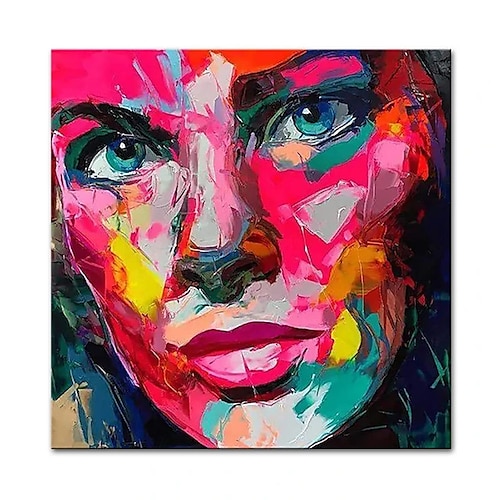 

Oil Painting Handmade Hand Painted Wall Art Square Modern Francoise Nielly Knife Abstract Portrait Face Figure Picture Home Decoration Decor Rolled Canvas No Frame Unstretched