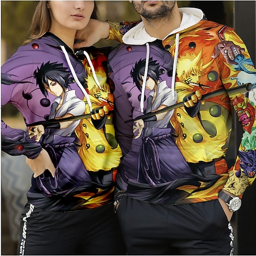 

Naruto Uchiha Sasuke Traje Cosplay Moletom Imprimir Estampado Moletom Para Homens Mulheres Adulto Poliéster