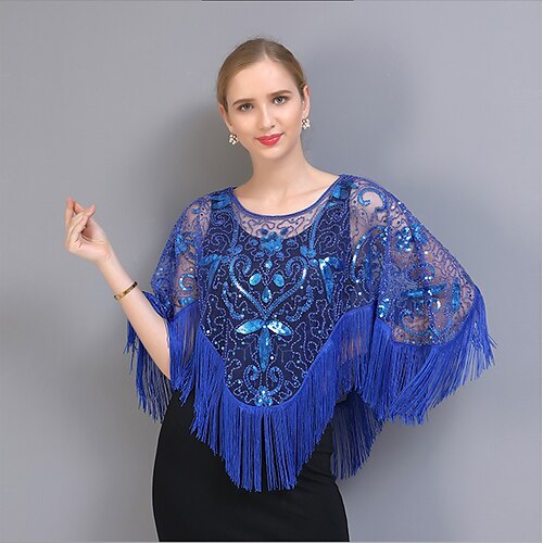 

Retro Vintage Cocktail Dress Vintage Dress Prom Dress Women's Sequins Tassel Fringe Costume Vintage Cosplay Party Evening Shawl