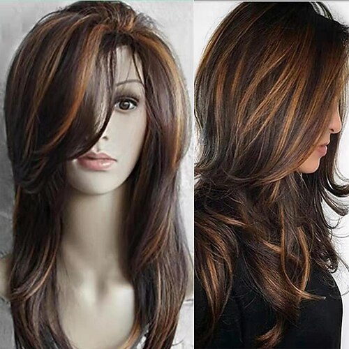 

Brown Wigs For Women Synthetic Wig Curly Deep Wave Side Part Wig Long Brown Synthetic Hair Women's Cosplay Soft Party Brown