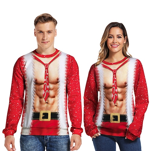

Santa Suit Santa Claus Ugly Christmas Sweater / Sweatshirt Hoodie Men's Women's 3D Christmas Christmas Carnival Masquerade Teen Adults' Party Christmas Vacation Polyester Top