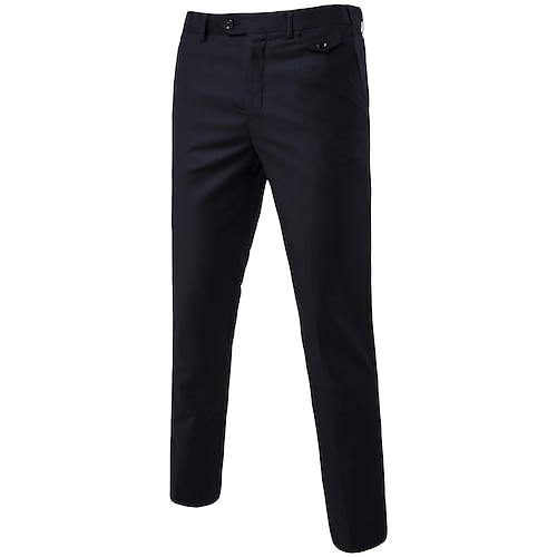 

Men's Pants Trousers Business Solid Colored Full Length Formal Work Cotton Blend Stylish Trousers Black Purple Inelastic