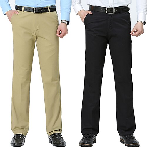 

Men's Dress Pants Straight Leg Solid Color Office Business Black khaki