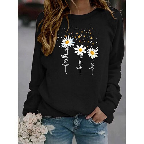 

Women's Hoodie Sweatshirt Pullover Casual Green Black Gray Graphic Floral Plants Loose Fit Daily Round Neck Long Sleeve S M L XL XXL