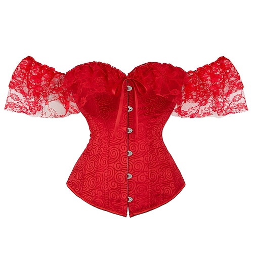 Women's Plus Size Corsets Country Bavarian Overbust Corset Classic Tummy  Control Push Up Lace Solid Color Printing Buckle Hook & Eye Nylon Polyester  / Cotton Christmas Halloween Wedding Party 2024 - $41.99