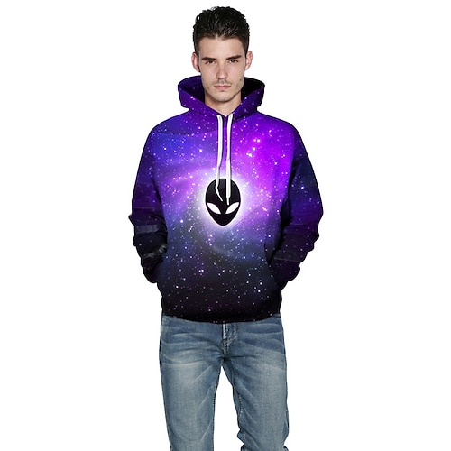 

Men's Pullover Hoodie Sweatshirt Purple Black Hooded Graphic Print Casual Daily Holiday 3D Print Sportswear Casual Big and Tall Fall Winter Clothing Apparel Hoodies Sweatshirts Long Sleeve