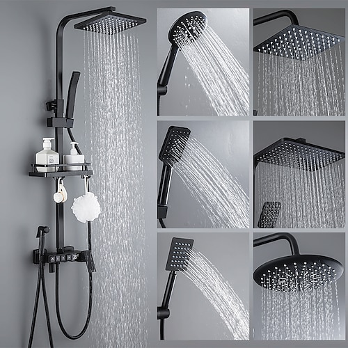 

Shower Faucet,Rainfall Shower System Body Jet Massage Set - Handshower Included pullout Rainfall Shower Contemporary Painted Finishes Mount Inside Ceramic Valve Bath Shower Mixer Taps